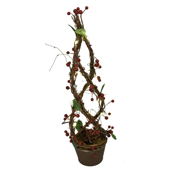 Indoor 50cm Decorative Berry Tree In Pot With Battery Operated LEDs