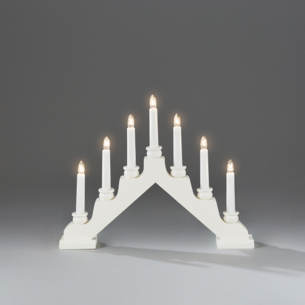 Konstsmide 32cm X 39cm 7 Indoor Static White Lacquered Wood Candle Arch