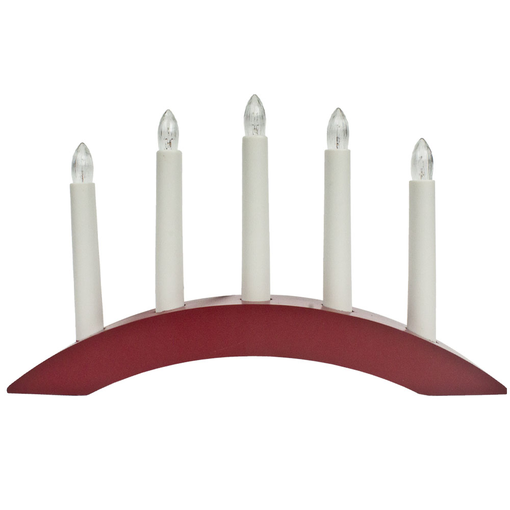 Konstsmide 5 Bulb Red Lacquered Wood Candlestick