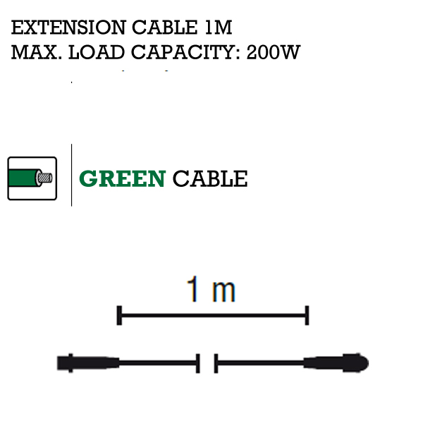 MK System 80 1m Green QUICK FIX Low Voltage Indoor And Outdoor Extension Cable