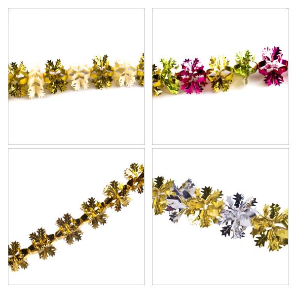 Holly And Star Foil Garland - 3m x 15cm