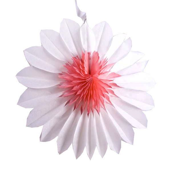 Pink/White Paper Rosette Flower - 30cm