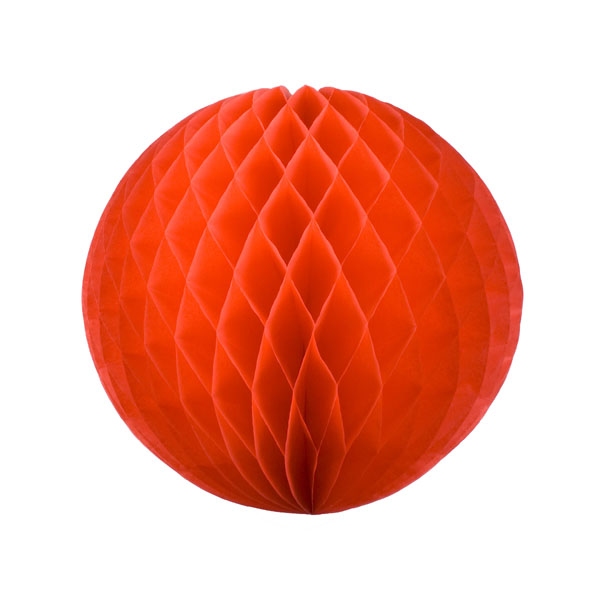 Red Flame Resistant Honeycomb Paper Ball Hanging Decoration - 20cm