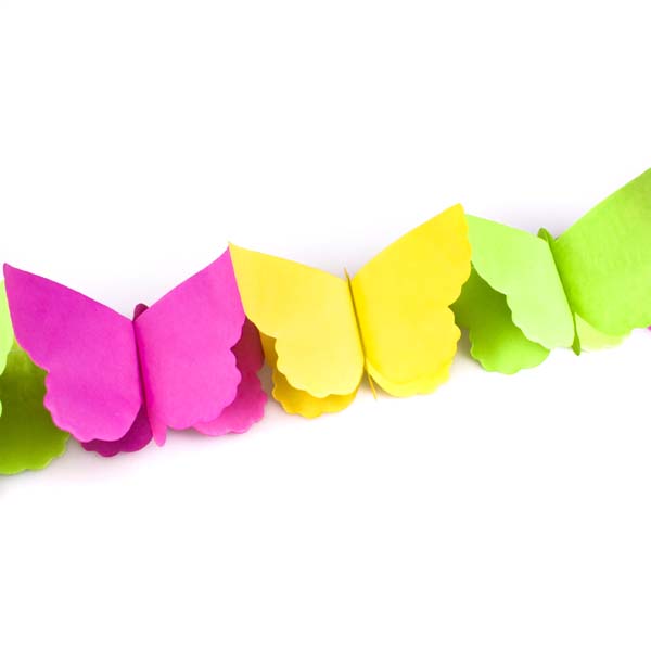 Yellow/Pink/Green Butterfly Flame Retardant Paper Garland - 3m