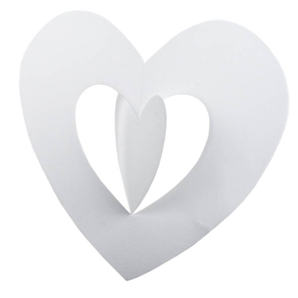 White Hanging Paper Heart Decoration - 30cm