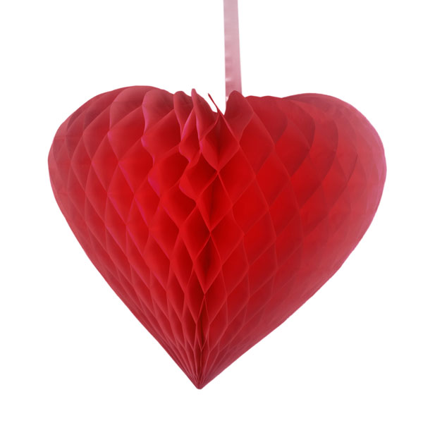 Red Paper Heart Hanging Decoration - 40cm
