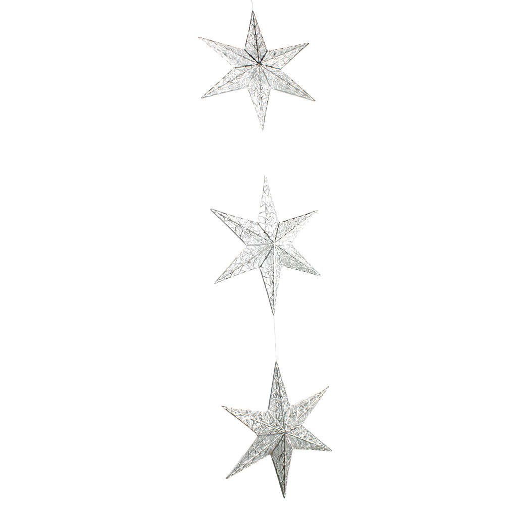 Shiny Silver 3D Star Garland - 1.4m