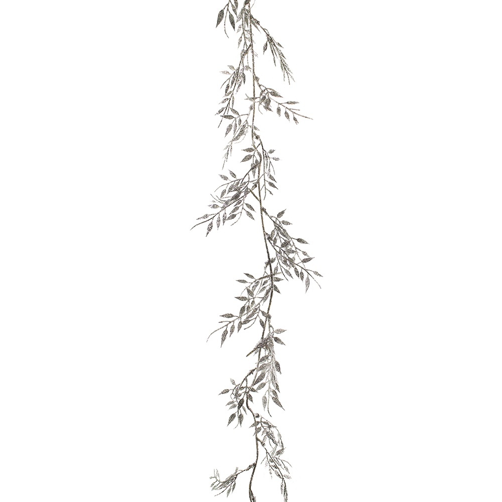 Silver Bamboo Garland With Glitter Finish -180cm