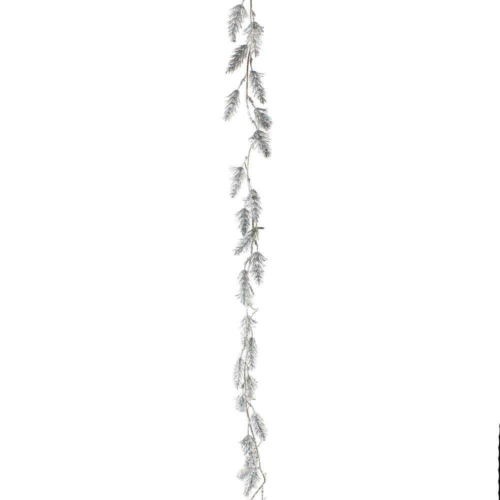 Silver Glitter Leaf Garland - 180cm - Design 2