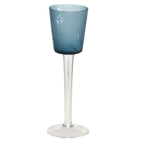 Aqua Blue Glass Candleholder.