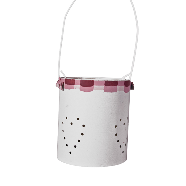 Gisela Graham White Mini Tin Tealight Holder With Red Decoration - 15cm