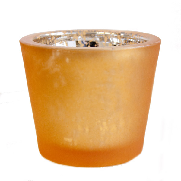 Orange Chunky Frosted Flecked Glass Tealight Candle Holder