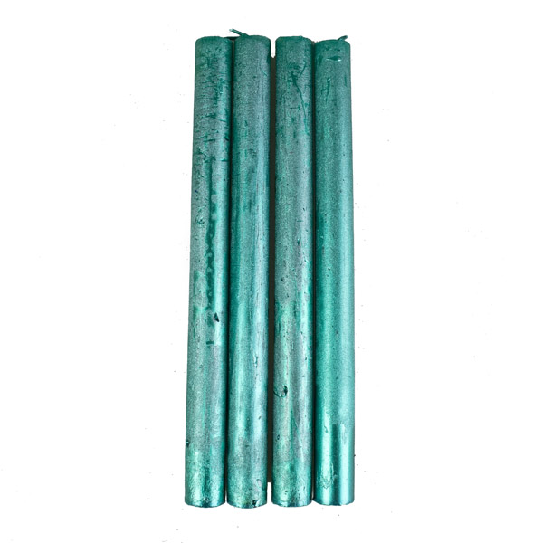 Emerald Green Metallic Dining Candles - 4 Pack