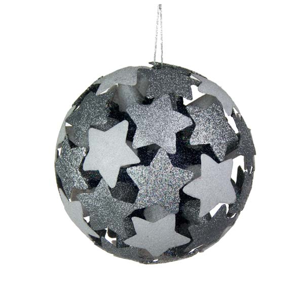White/Silver/Silver Laser 3D Star Bauble - 200mm