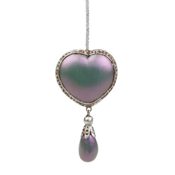 Ornate Iridescent Purple Heart with Droplet - 13cm