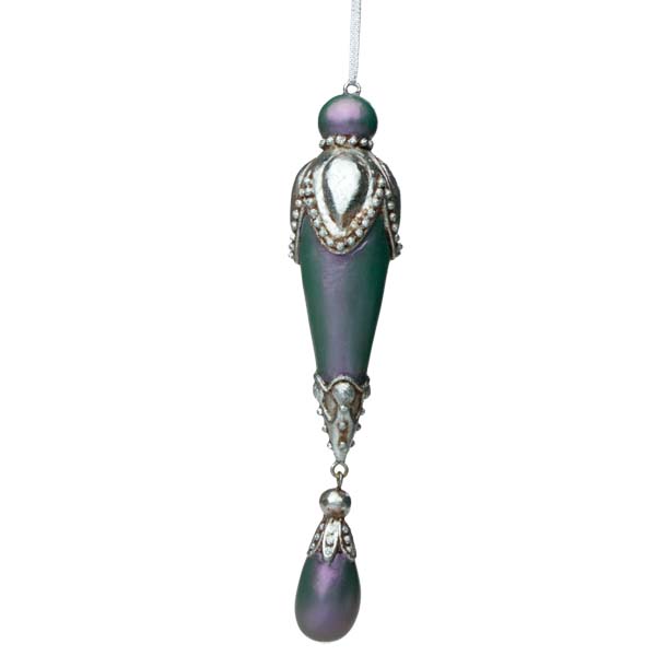 Ornate Iridescent Purple Tear Drop Hanging Decoration - 20cm