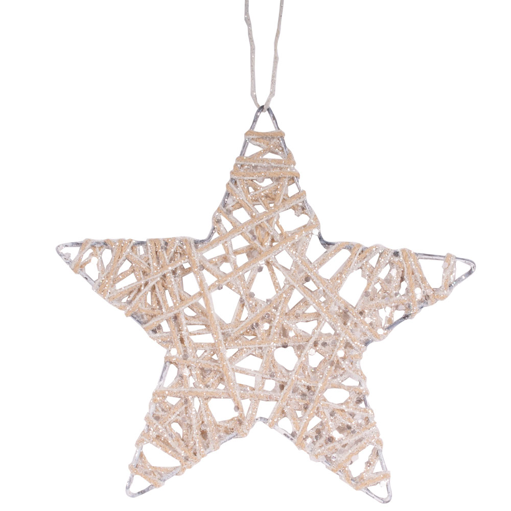 Star Hanging Decoration With Oyster Glitter Finish - 15cm