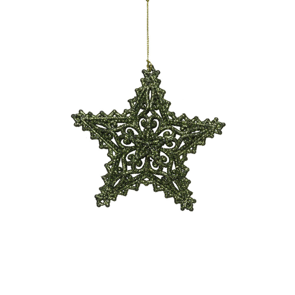 Green Glitter Star Hanging Decoration -13cm