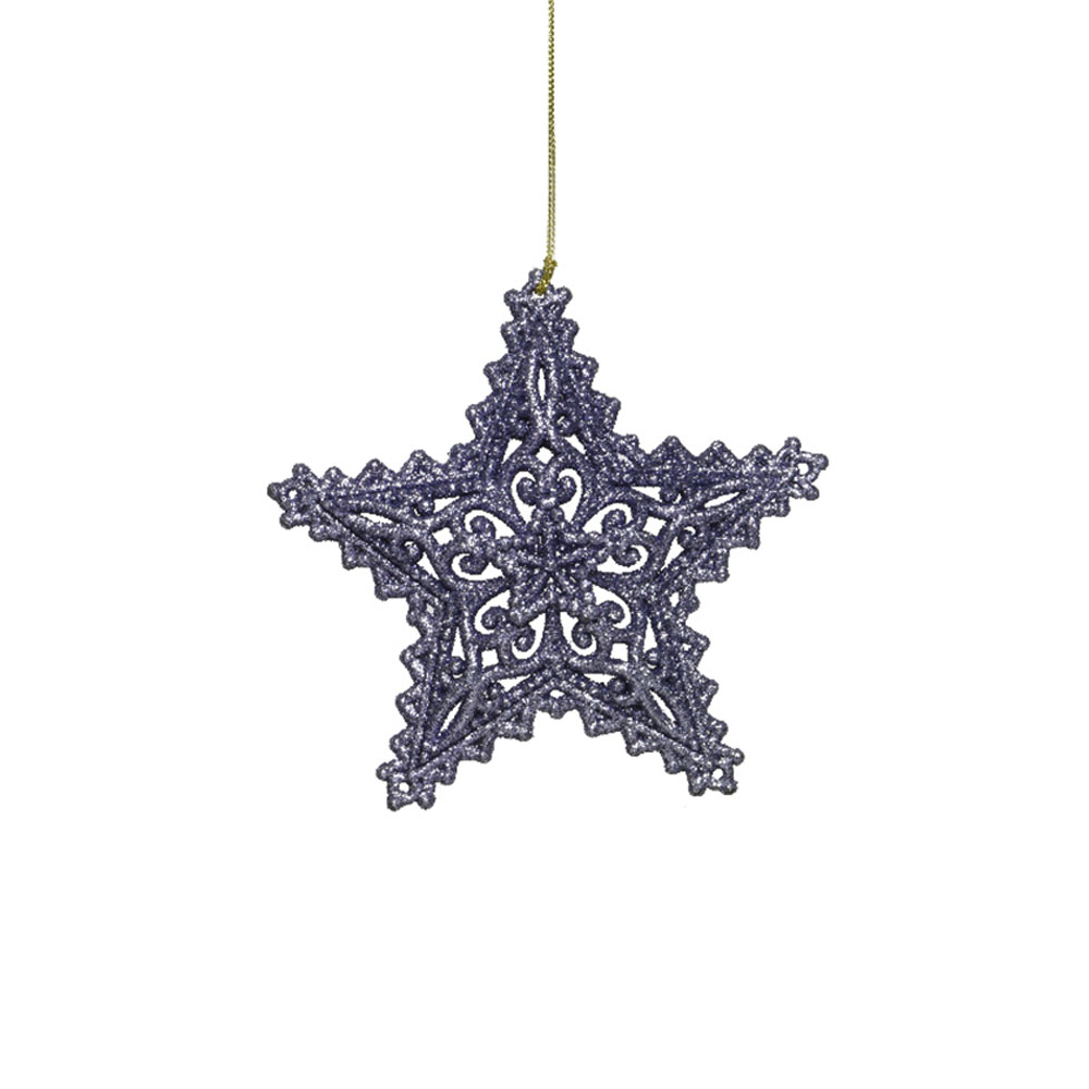 Purple Glitter Star Hanging Decoration -13cm