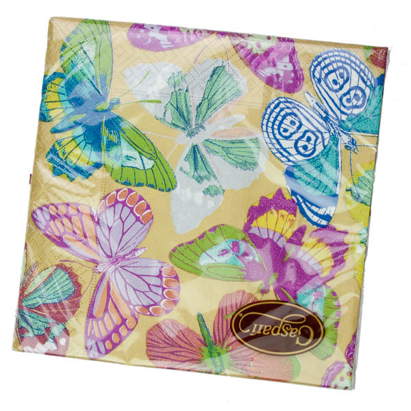 Gold Butterfly Design Triple Ply Paper Napkins