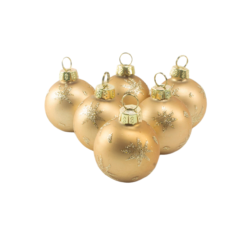 Gold With Stars Glass Bauble Placecard Holders - Set Of 6