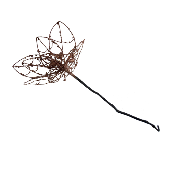 Copper Metal Wire Flower On Pick - 15cm