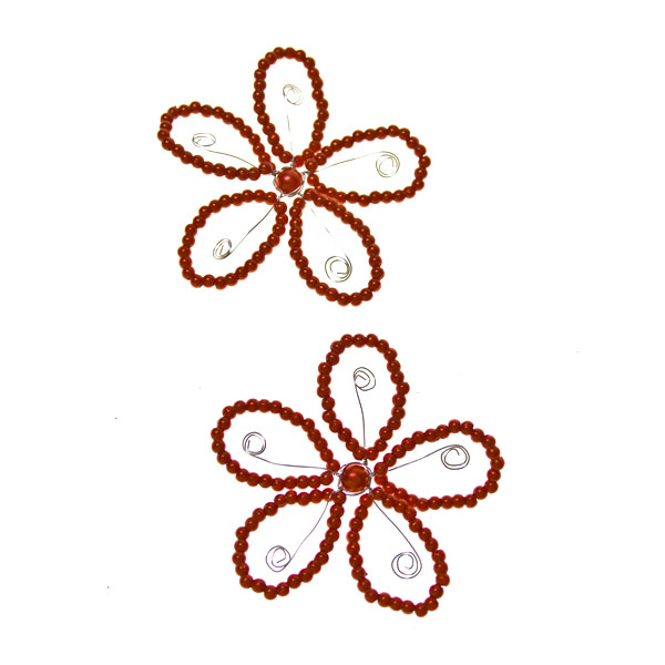Red Beaded Pearl Flowers - 2 Pack