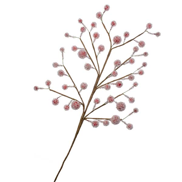 Red Frosted Berry Twig Spray - 50cm