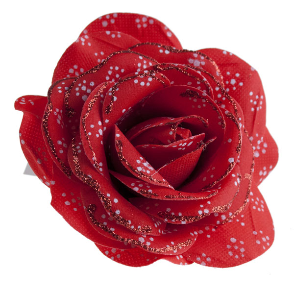 Decorated Red Polkadot Flower Clip - 12cm