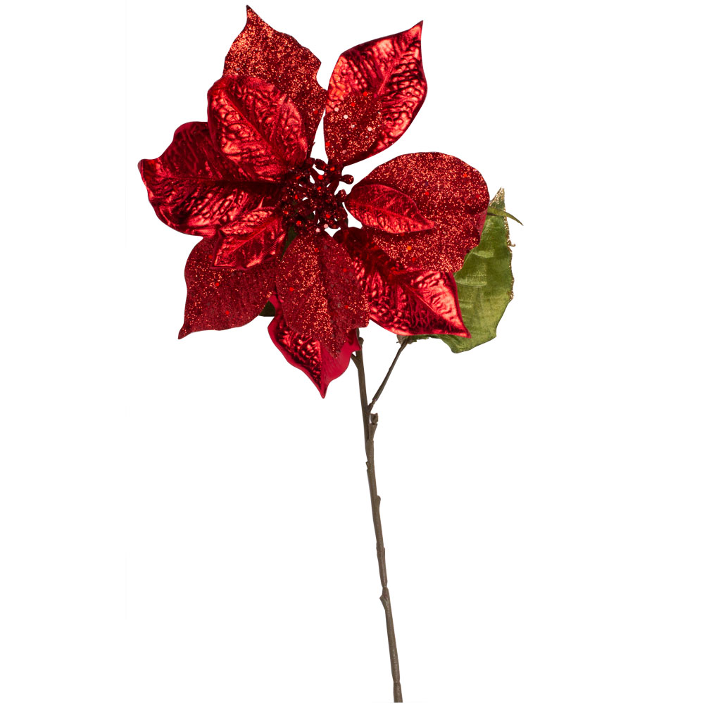 Red Poinsettia Spray - 72cm