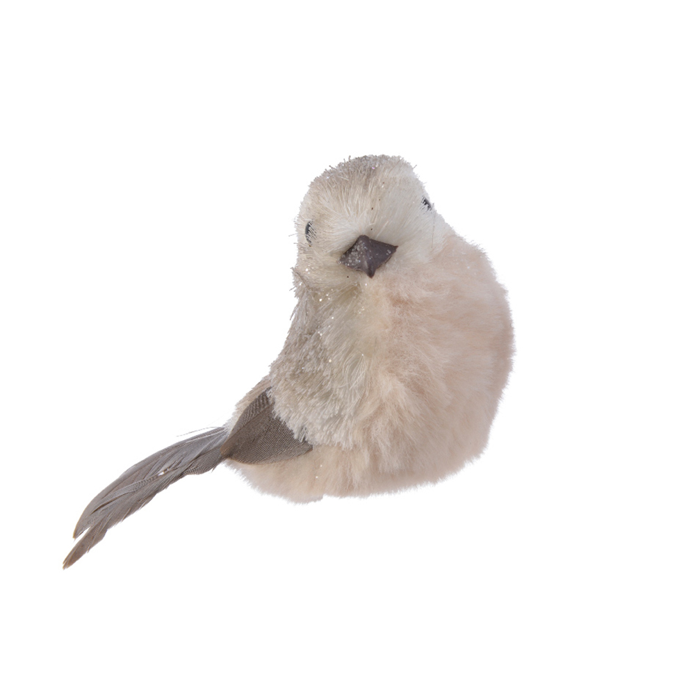 Light Grey Bird With Glitter Feathers - 14cm - Design 1