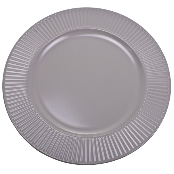 Embossed Bevelled Rim Pale Taupe Round Charger Plate - 33cm Diameter