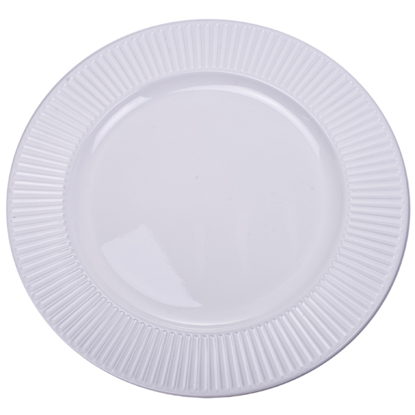 Embossed Bevelled Rim White Round Charger Plate - 33cm Diameter
