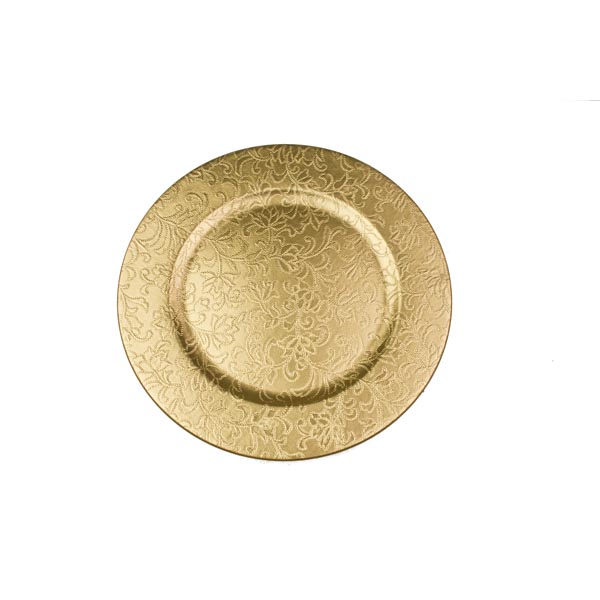 Round Embossed Gold Leaf Charger Plate - 33cm