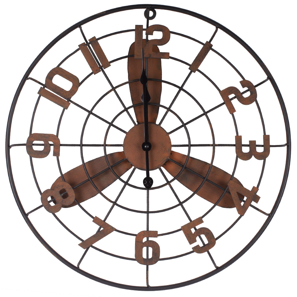 Metal Wall Clock With Propeller - 49cm