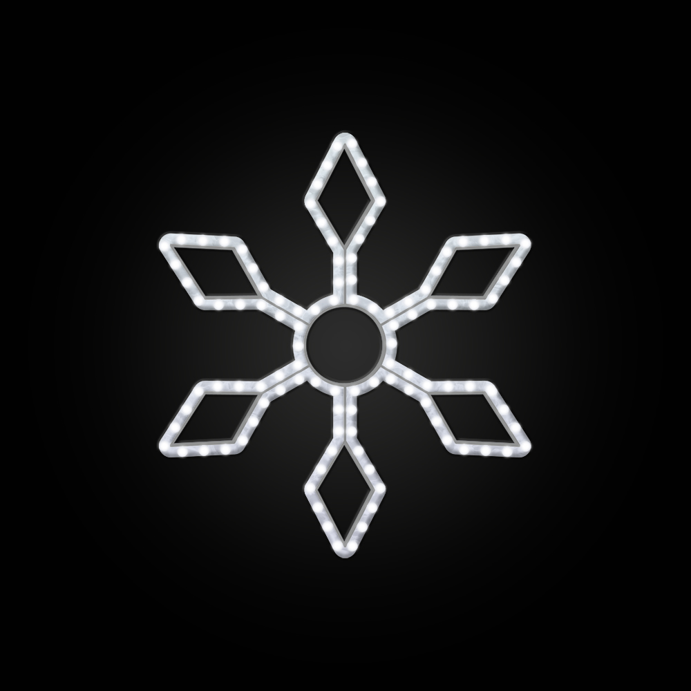 Idolight 230v LED PLATINUM 2D Snowflake with Warm White Rope Light - 45cm x 55cm
