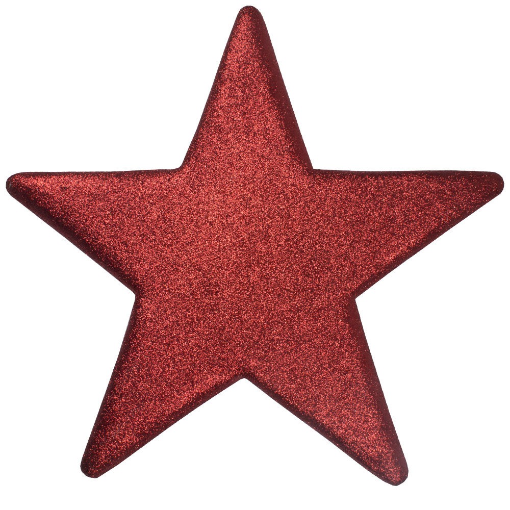 25cm Glitter Display Star Hanger - Red