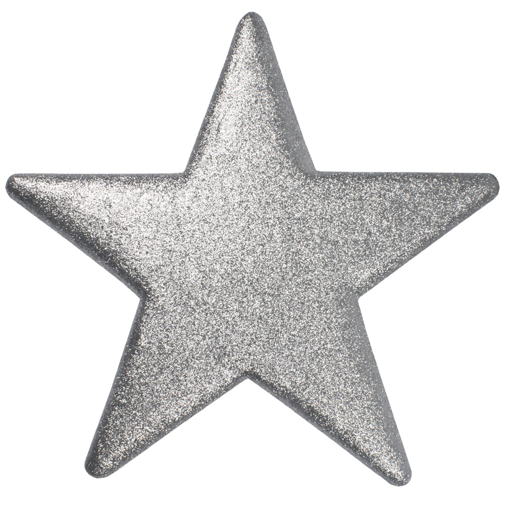 25cm Glitter Display Star Hanger - Silver