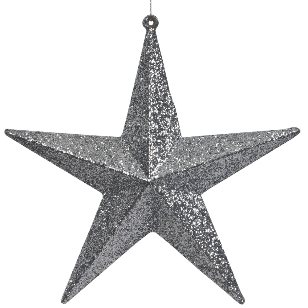 5 Point Silver Glitter Star - 20cm