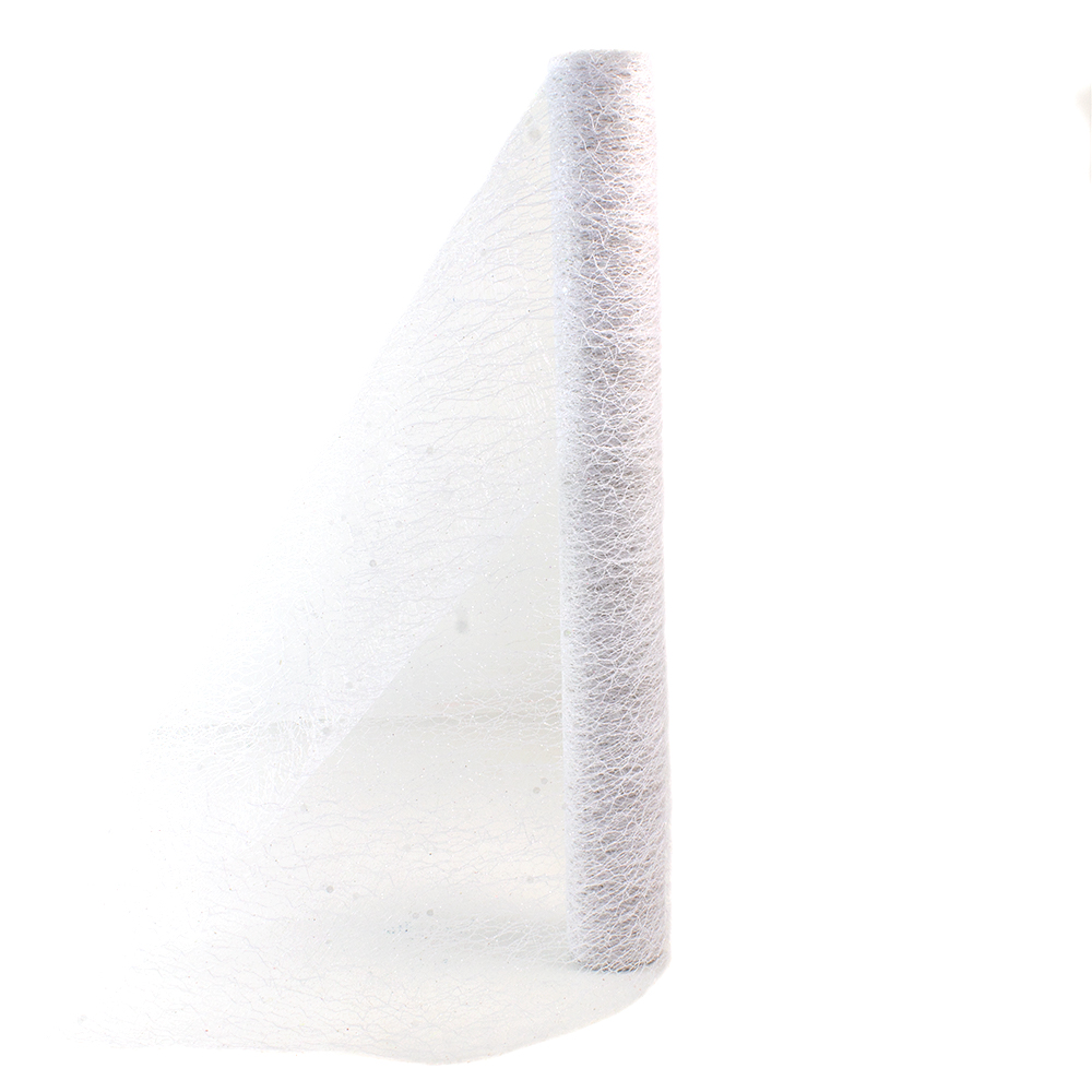 A Roll Of Decorative White Glitter Fabric (Design 1) - 200cm X 35cm