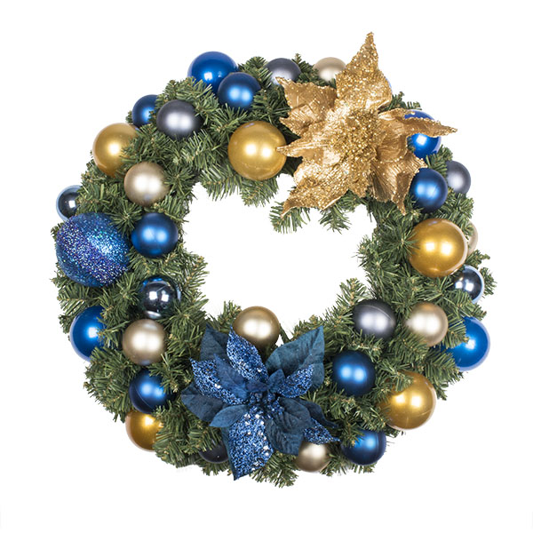Regal Blue Theme Range - 60cm Pre-Decorated Wreath
