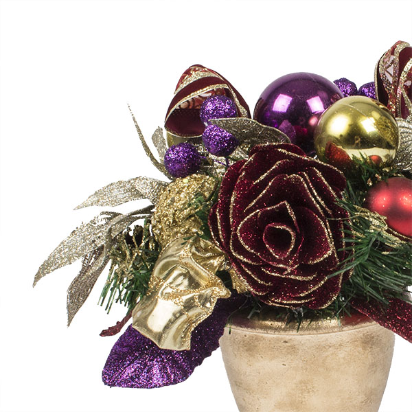 Spiced Wine Christmas Room Decoration Collection - Round Centrepiece In Pot
