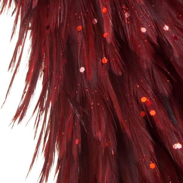 Burgundy Red Feather Table Top Tree - 52cm