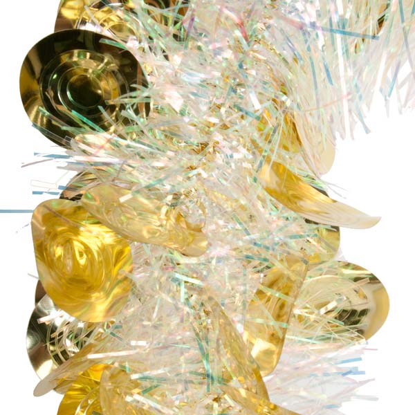 Gold & Gold Iris Tinsel & Disc Garland - 2m x 90mm