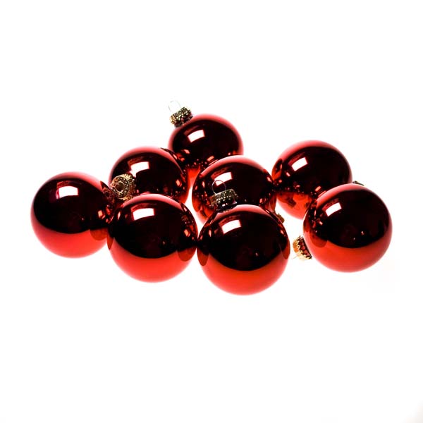 Krebs Christmas Red Glass Baubles - 8 x 67mm
