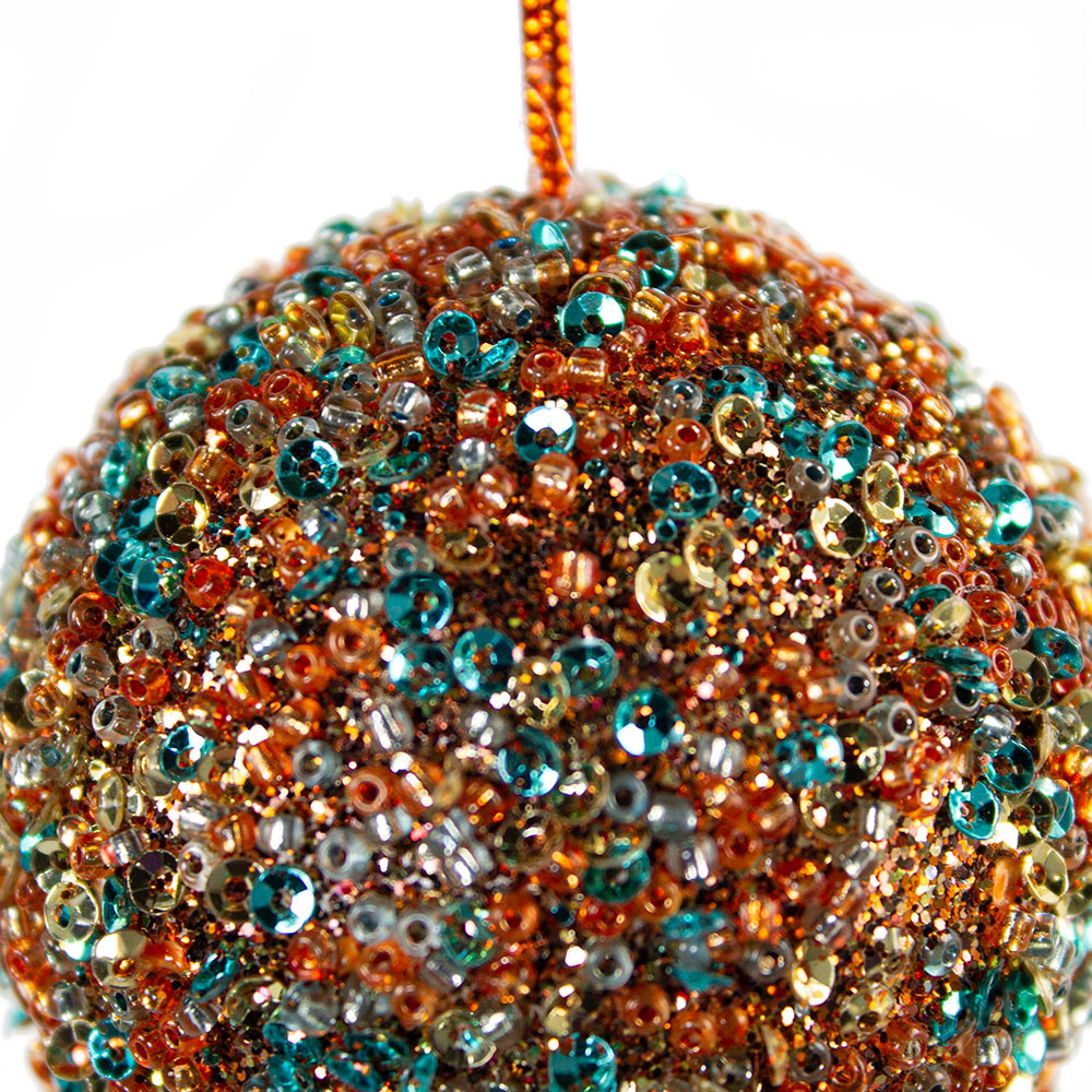 Copper/Turquoise Beaded Bauble - 65mm