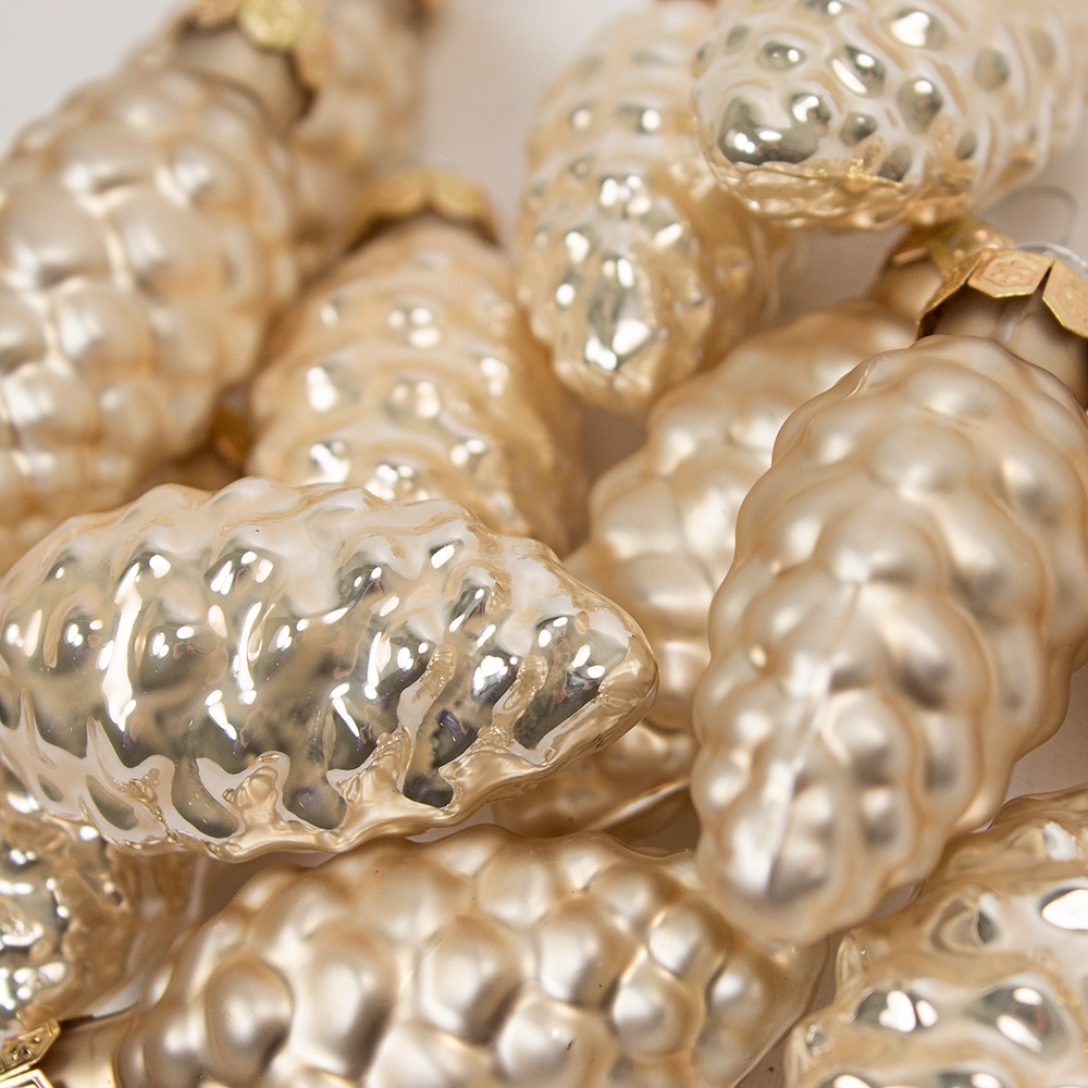 Pearl Glass Pine Cones - 12 x 60mm