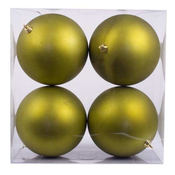 Lime Green Shatterproof Baubles  - Pack of 4 x 140mm Matt