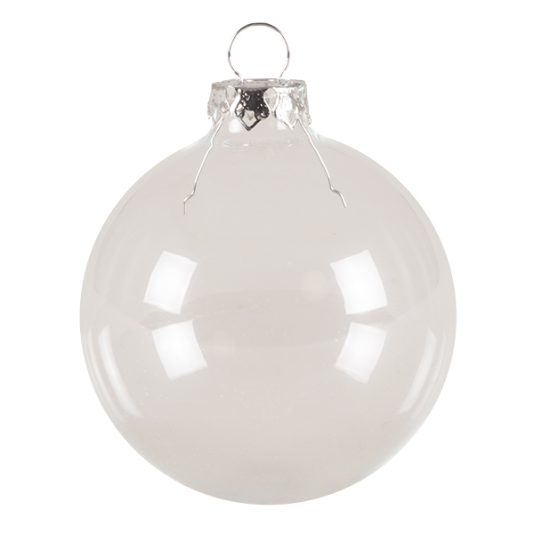 Tray Of 24 Clear Glass Baubles - 66mm