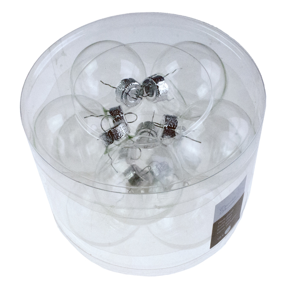 Tub Of Clear Glass Baubles - 10 X 60mm